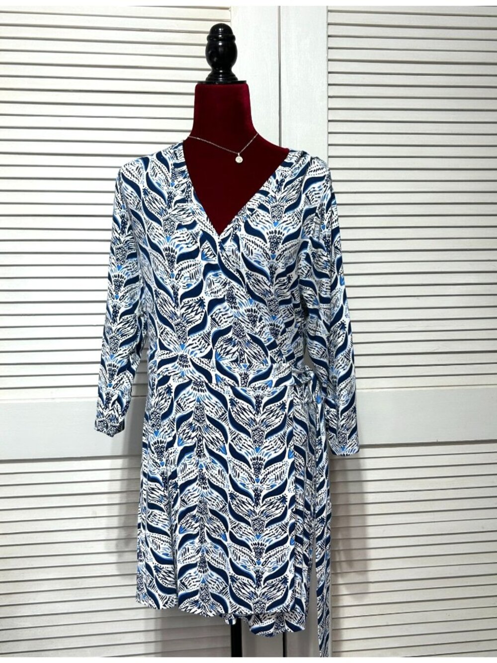 Lilly Pulitzer Mermaids Tail Karlie Faux Wrap Navy Blue Romper Dress Size XL 315
